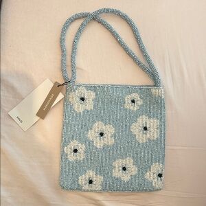Mango Summer Purse Handmade Blue Beaded Floral Bag